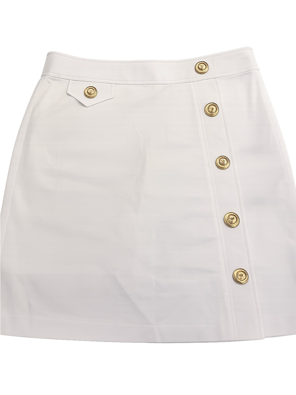Fairway & Greene White Mini Skirt with Gold Buttons